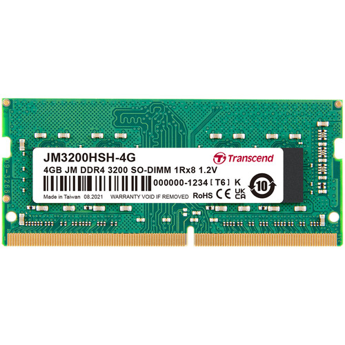 Transcend 4GB DDR4 3200 MHz RAM Unbuffered SO-DIMM Transcend 4GB DDR4 3200 MHz RAM Unbuffered SO-DIMM